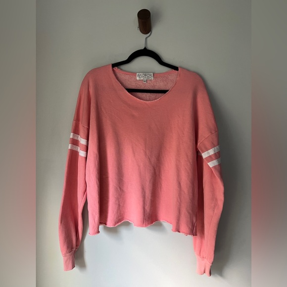 Wildfox Pullover Sweater with Stripes in Pink/White, Size Small - Picture 1 of 4